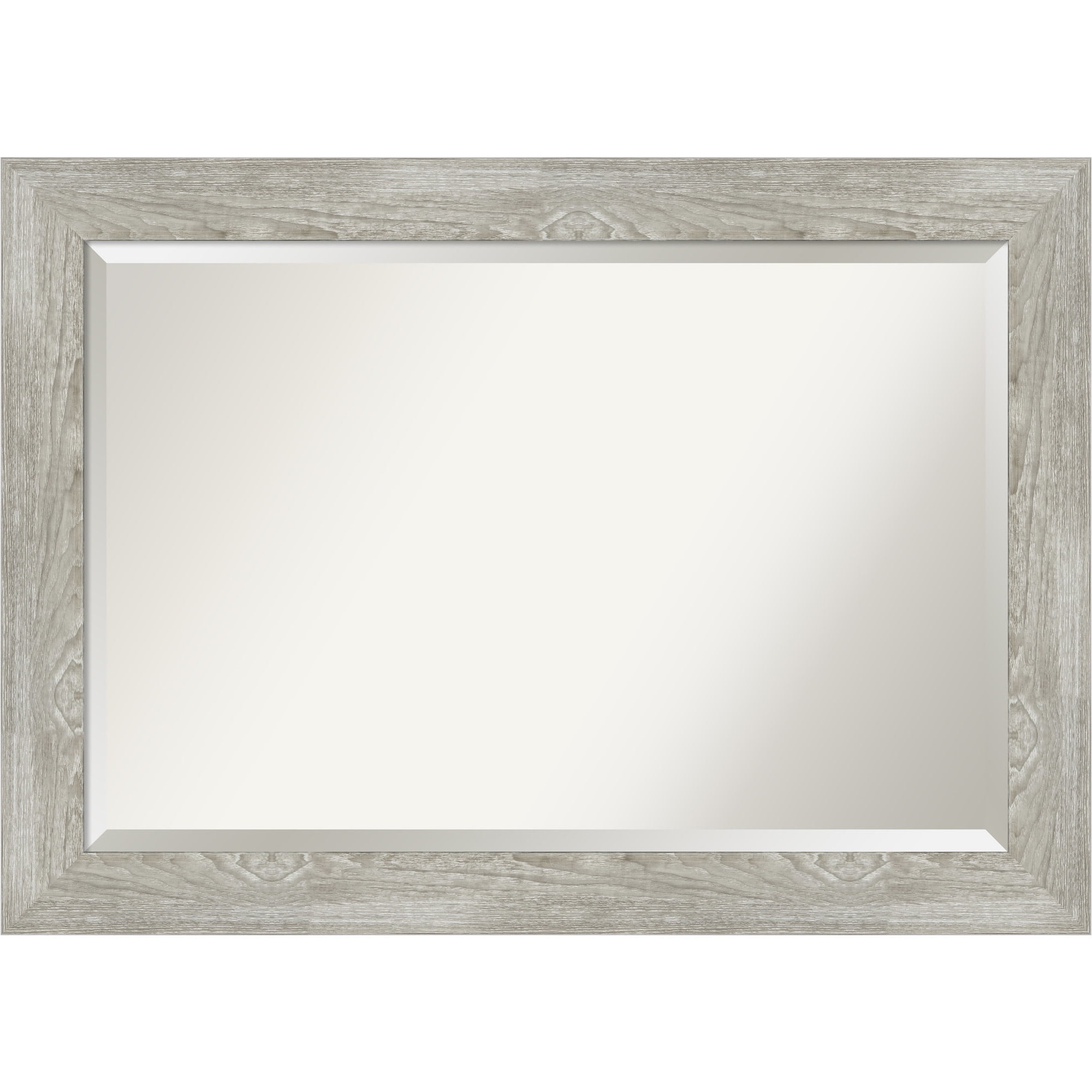 Rustic Dove Greywash Weathered Wood Grain 42x30 Wall Mirror