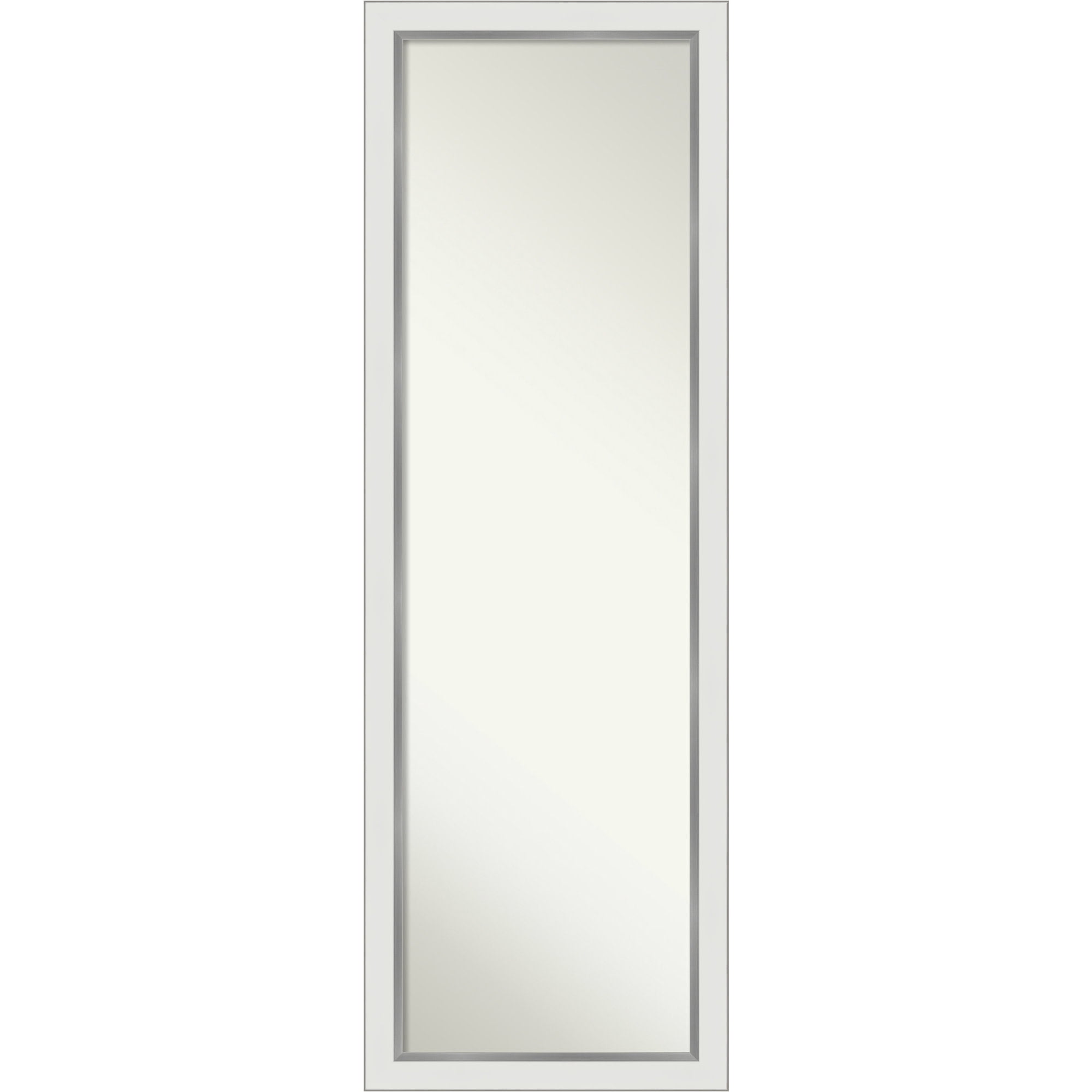 Eva White and Silver Full Length Rectangular Wood Mirror