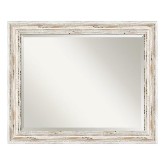 Amanti Art Alexandria White Wash Beveled Wood Wall Mirror 27.25 x 33.25 in.
