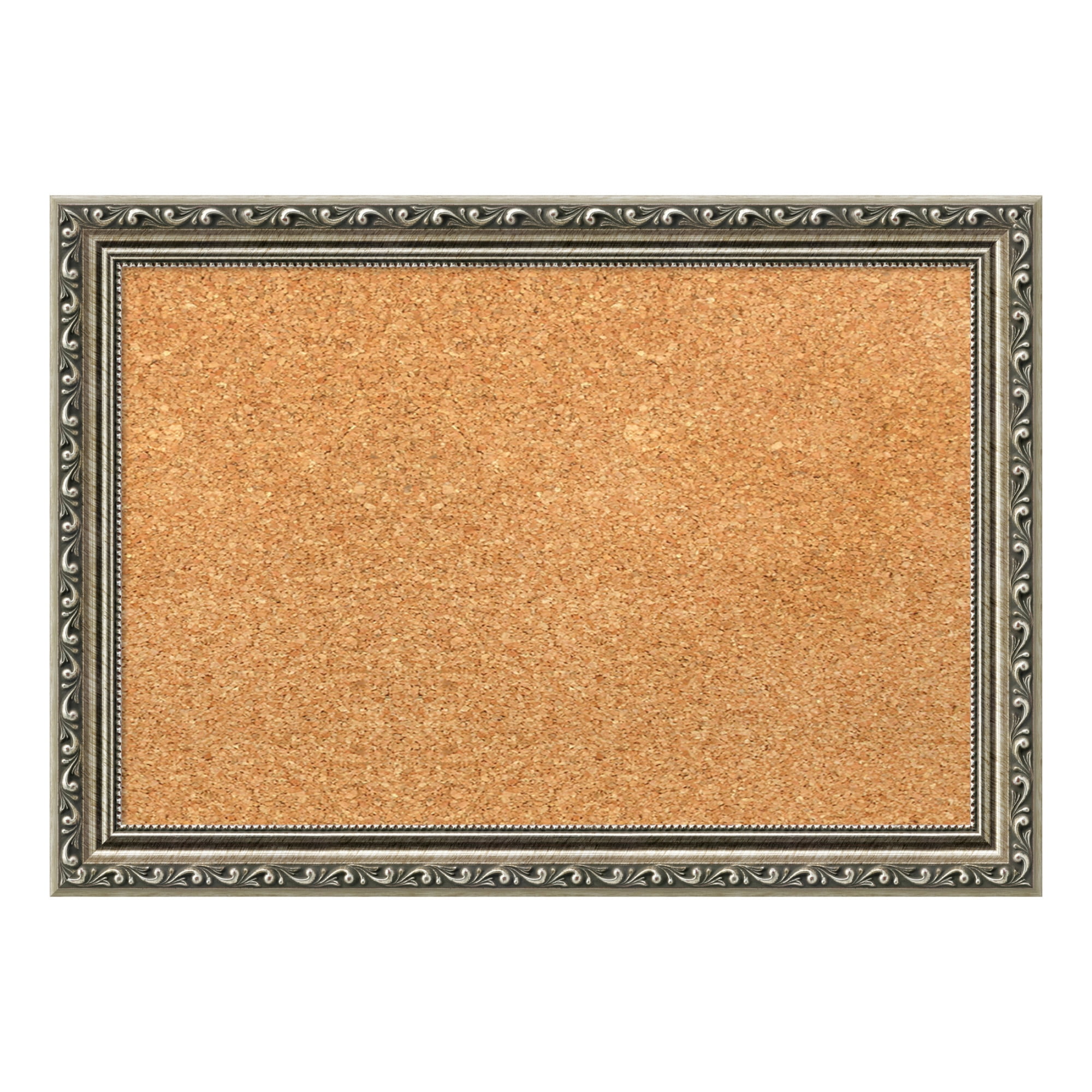 Parisian Silver Ornate Wood Framed Cork Board, 20 x 14 inches