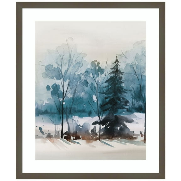 Amanti Art Dusty Blue Trees III Wood Framed Wall Art Print