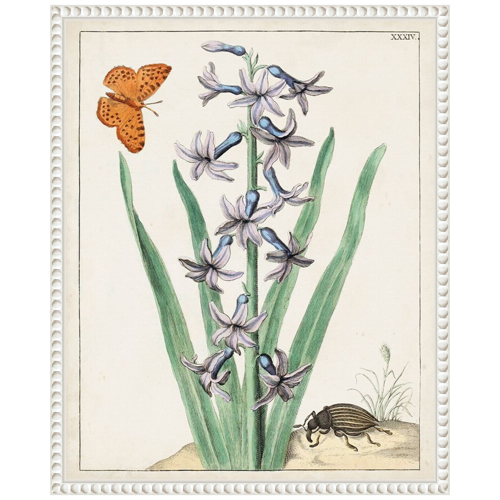 16"x20" White Framed Botanical Canvas Wall Art with Butterfly