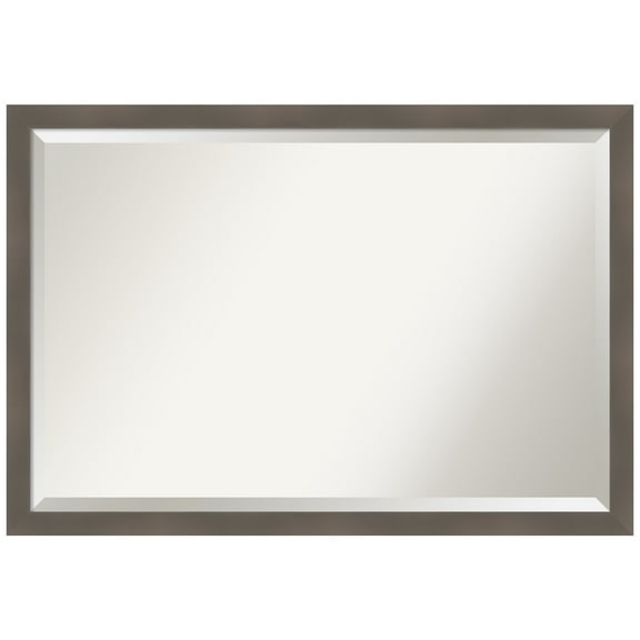 Amanti Art Edwin Clay Grey Beveled Wood Bathroom Wall Mirror