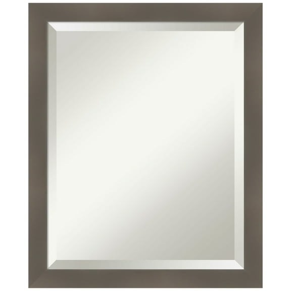 Amanti Art Edwin Clay Grey Beveled Wood Wall Mirror 22.5 x 18.5 in.