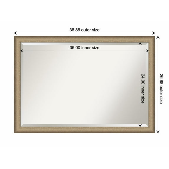 Amanti Art Elegant Brushed Bronze Narrow Framed Wall Mirror - 18.88 x 22.88 in