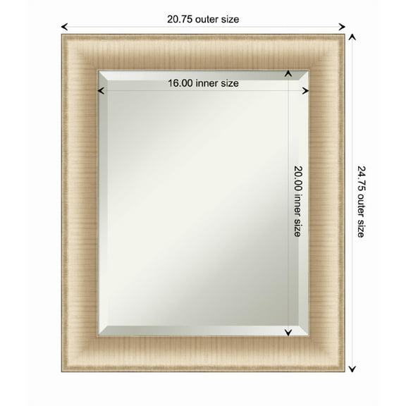 Amanti Art Elegant Brushed Honey Framed Wall Mirror - 20.75 x 24.75 in