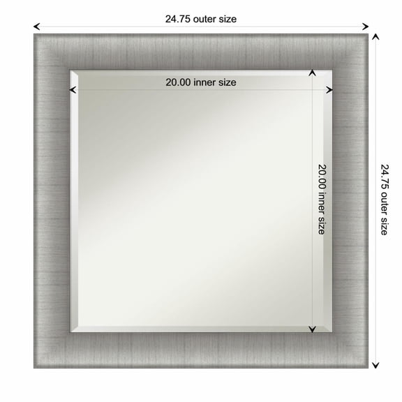 Amanti Art Elegant Brushed Pewter Framed Wall Mirror - 20.75 x 24.75 in