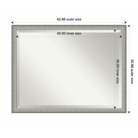 Amanti Art Elegant Brushed Pewter Narrow Framed Wall Mirror - 18.88 x 22.88 in