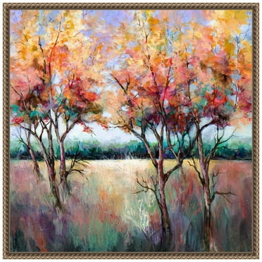 Amanti Art End of Summer Trees Framed Canvas Wall Art Print