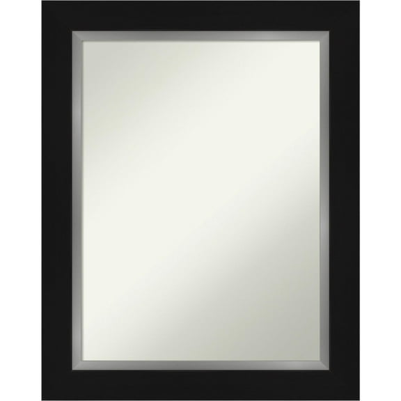 Amanti Art Eva Black Silver Framed Non-Beveled Bathroom Vanity Wall Mirror - 23.5 x 29.5 in