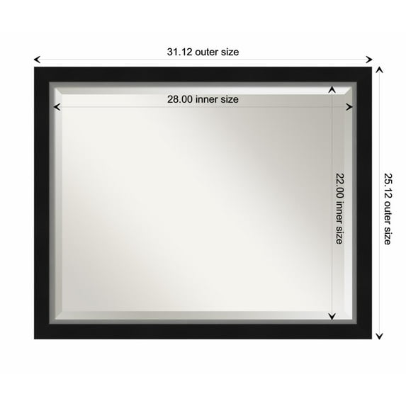 Amanti Art Eva Black Silver Narrow Framed Wall Mirror - 19.12 x 23.12 in