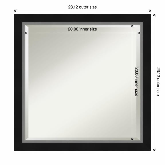Amanti Art Eva Black Silver Narrow Framed Wall Mirror - 19.12 x 23.12 in