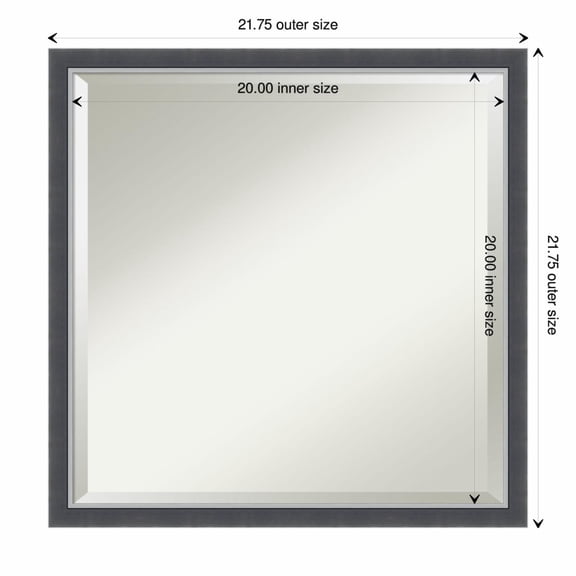 Amanti Art Eva Black Silver Thin Framed Wall Mirror - 17.75 x 21.75 in