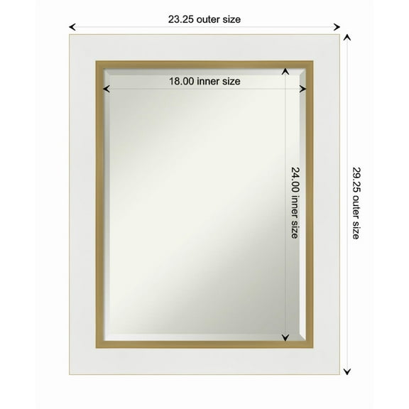 Amanti Art Eva White Gold Framed Wall Mirror - 21.25 x 25.25 in