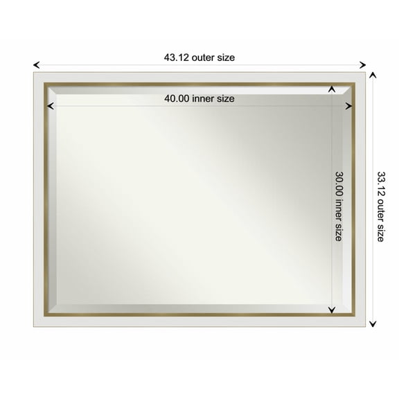 Amanti Art Eva White Gold Narrow Framed Wall Mirror - 19.12 x 23.12 in