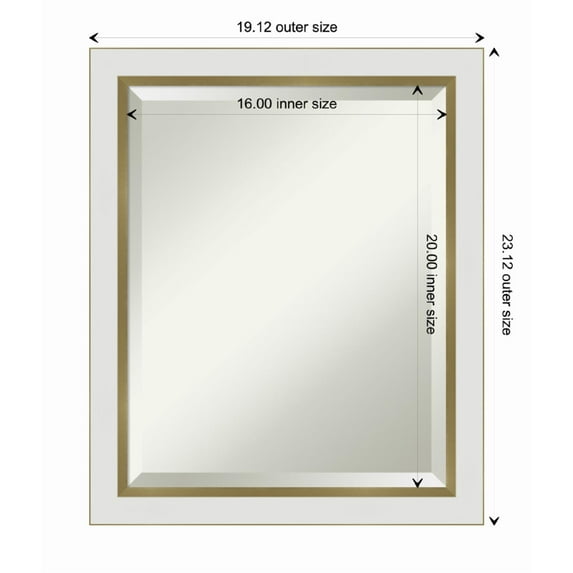 Amanti Art Eva White Gold Narrow Framed Wall Mirror - 19.12 x 23.12 in