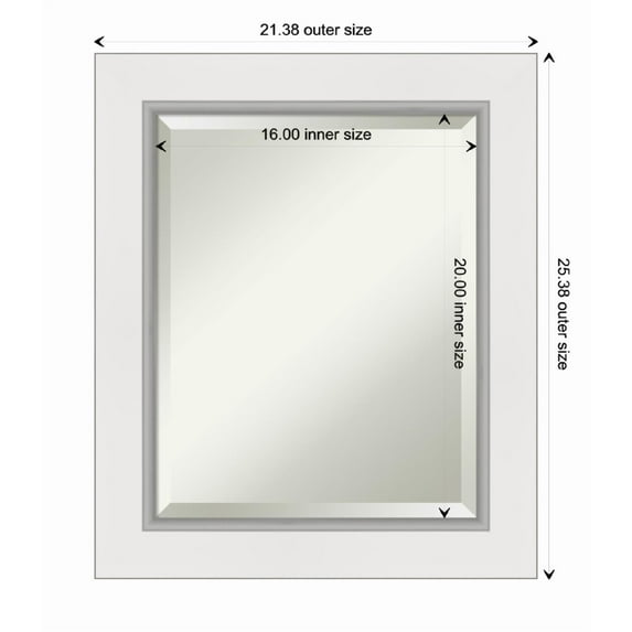 Amanti Art Eva White Silver Framed Wall Mirror - 21.38 x 25.38 in