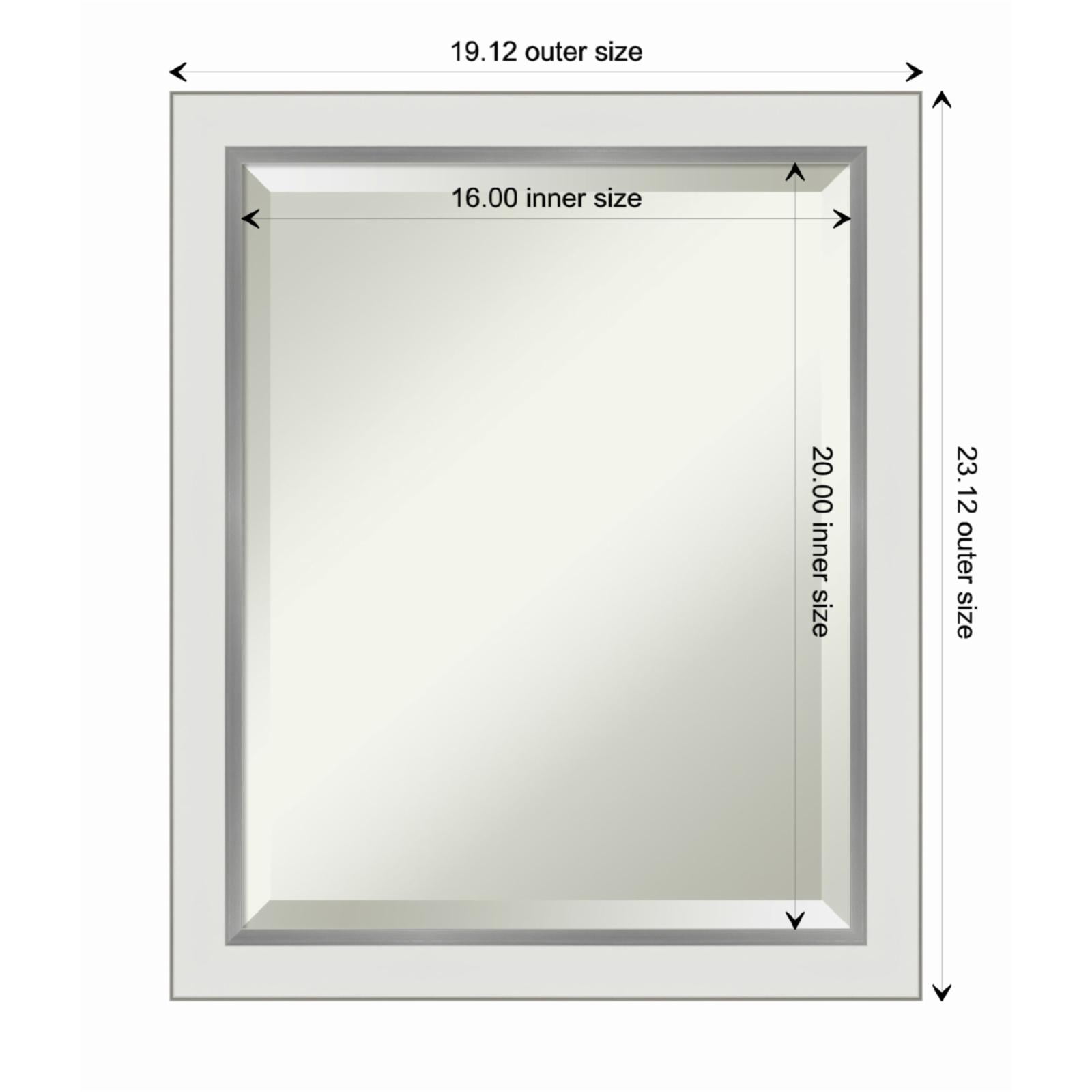 Eva 19" x 23" White and Silver Wood Framed Wall Mirror