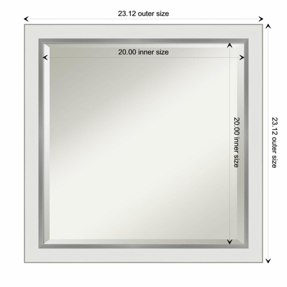 Amanti Art Eva White Silver Narrow Framed Wall Mirror - 19.12 x 23.12 in