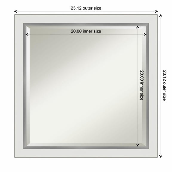 Amanti Art Eva White Silver Narrow Framed Wall Mirror - 19.12 x 23.12 in