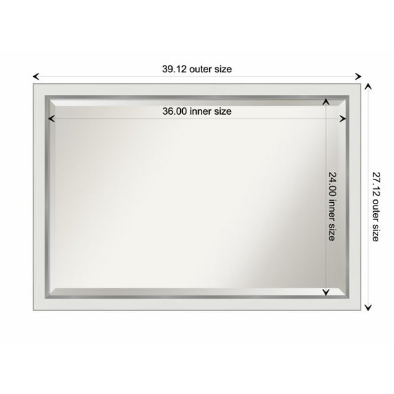 Amanti Art Eva White Silver Narrow Framed Wall Mirror - 19.12 x 23.12 in