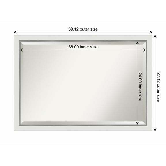 Amanti Art Eva White Silver Narrow Framed Wall Mirror - 19.12 x 23.12 in
