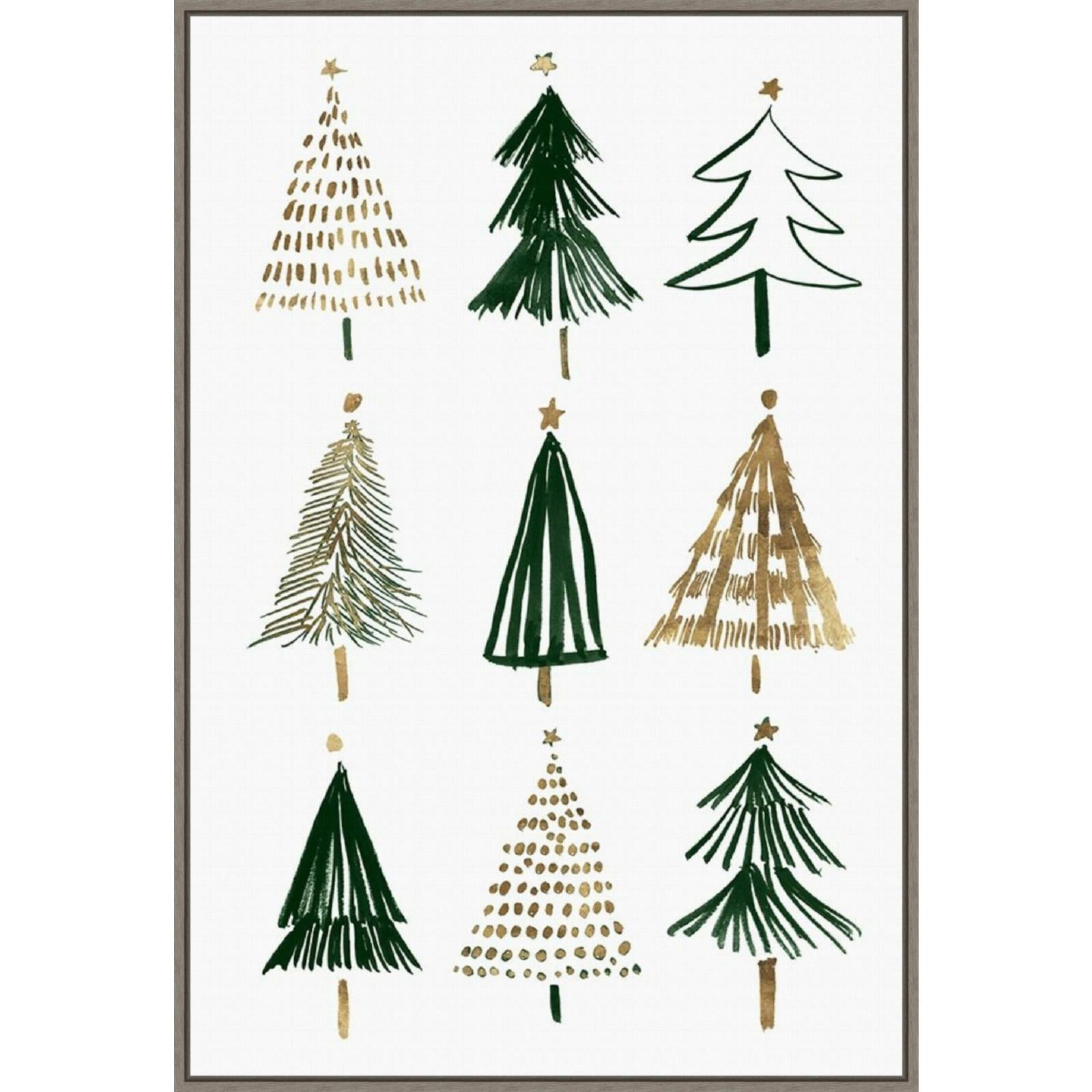 Amanti Art Evergreen Trees I Framed Canvas Wall Art Print