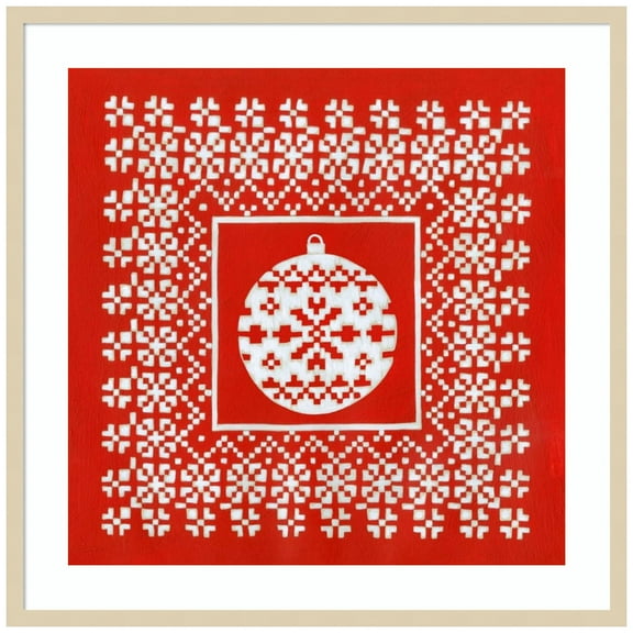 Amanti Art Fair Isle Snowflake V Wood Framed Wall Art Print