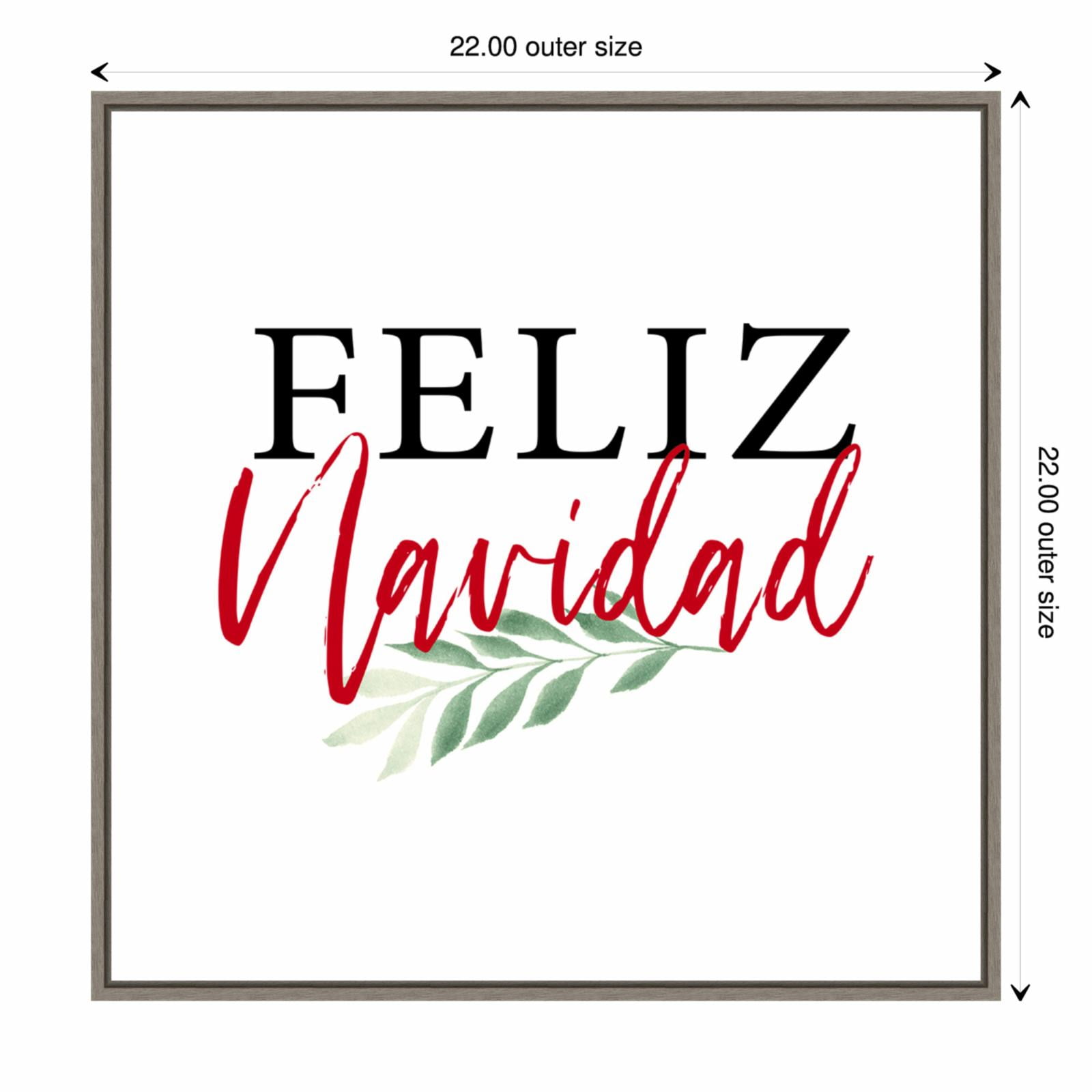 Amanti Art Feliz Navidad Script Framed Canvas Wall Art Print  - Gold/Brass