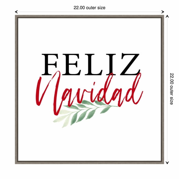 Amanti Art Feliz Navidad Script Framed Canvas Wall Art Print - Gold/Brass