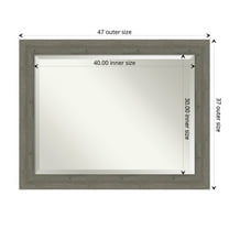 Amanti Art Fencepost Grey Beveled Wood Wall Mirror 37 x 47 in.