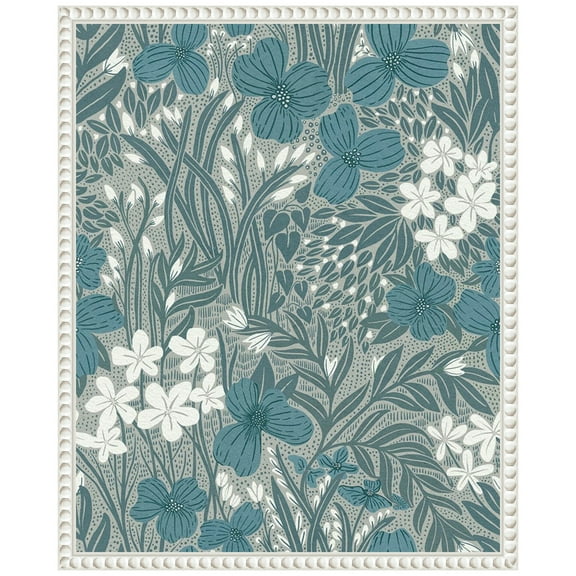 Amanti Art Field of Flowers Blue Framed Canvas Wall Art Print