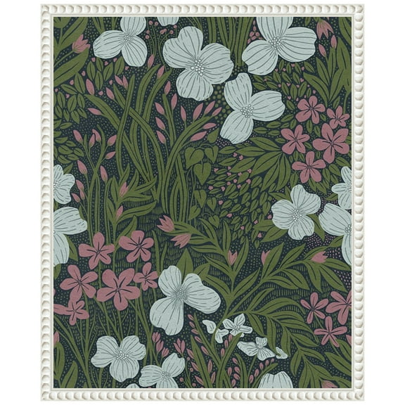 Amanti Art Field of Flowers Green Framed Canvas Wall Art Print