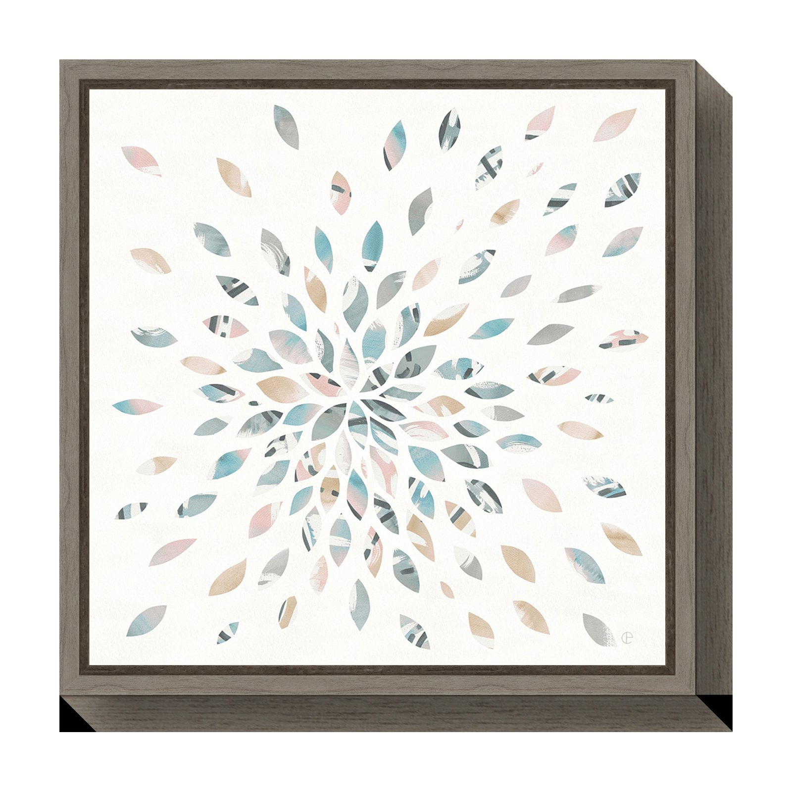 16" x 16" Pastel Floral Canvas Print with Gray Frame