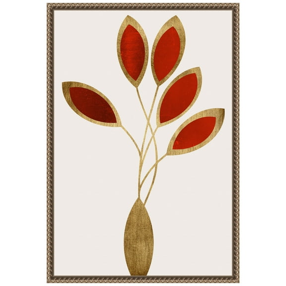 Amanti Art Five Red Flowers Framed Canvas Wall Art Print