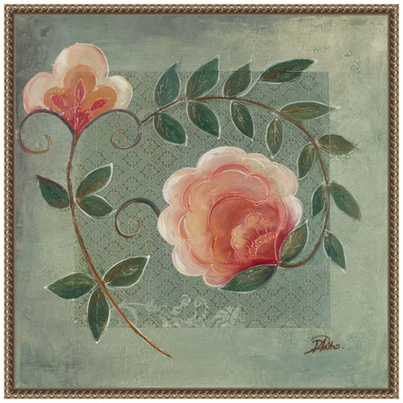 Amanti Art Floral Ornaments in Green I Framed Canvas Wall Art Print