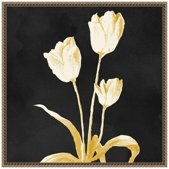 Amanti Art Floral Stillness on Black Framed Canvas Wall Art Print