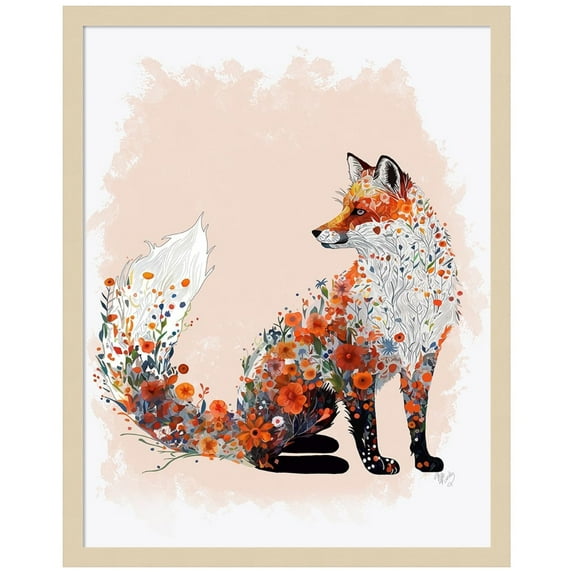 Amanti Art Floralessence Fox 1 Wood Framed Wall Art Print