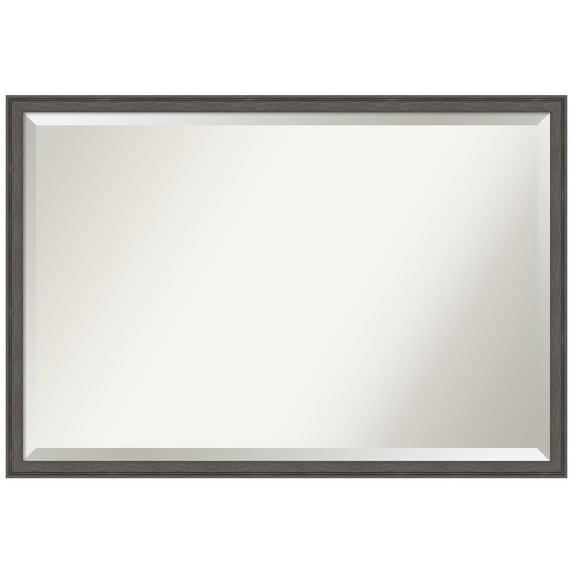 Amanti Art Florence Pewter Beveled Bathroom Wall Mirror
