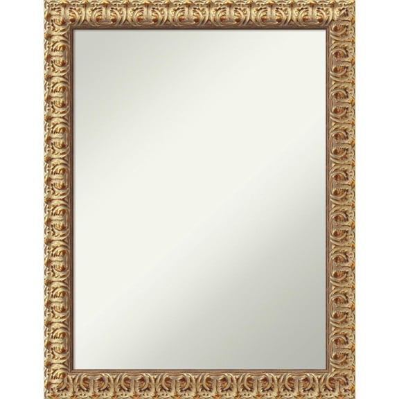 Amanti Art Florentine Gold Wood Framed Non-Beveled Bathroom Vanity Wall Mirror - 21.5 x 27.5 in