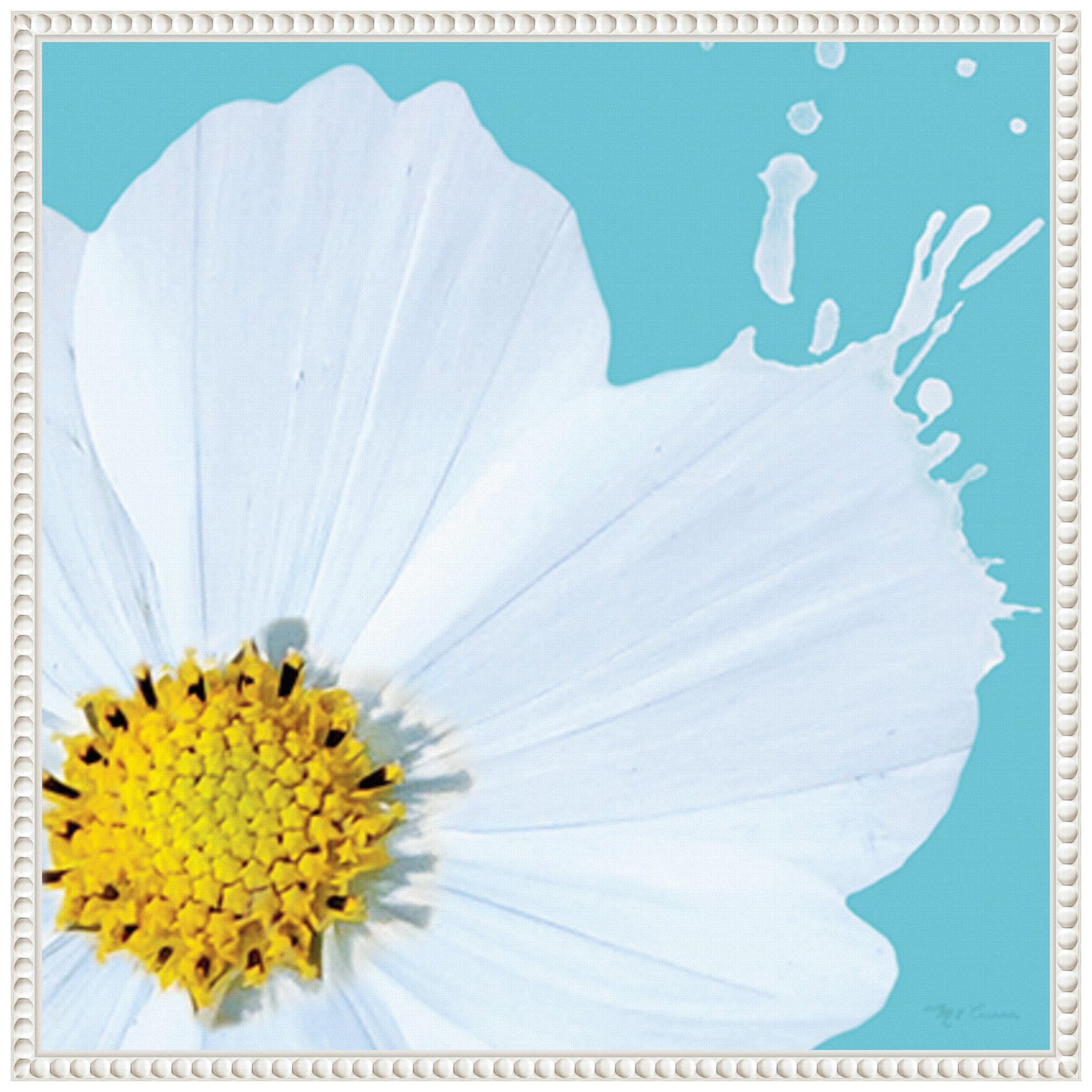 Flower Pop V White and Blue Canvas Wall Art