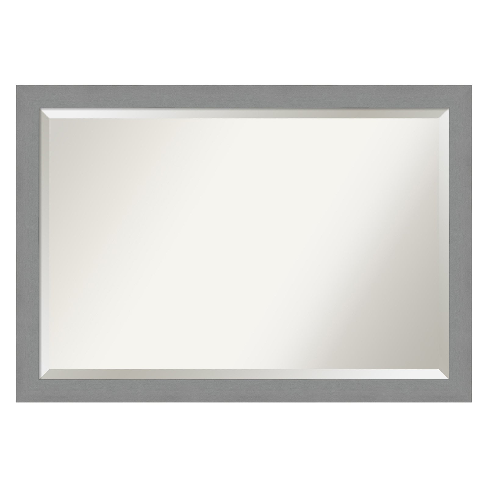 Contemporary Brushed Silver Rectangular Bathroom Vanity Mirror