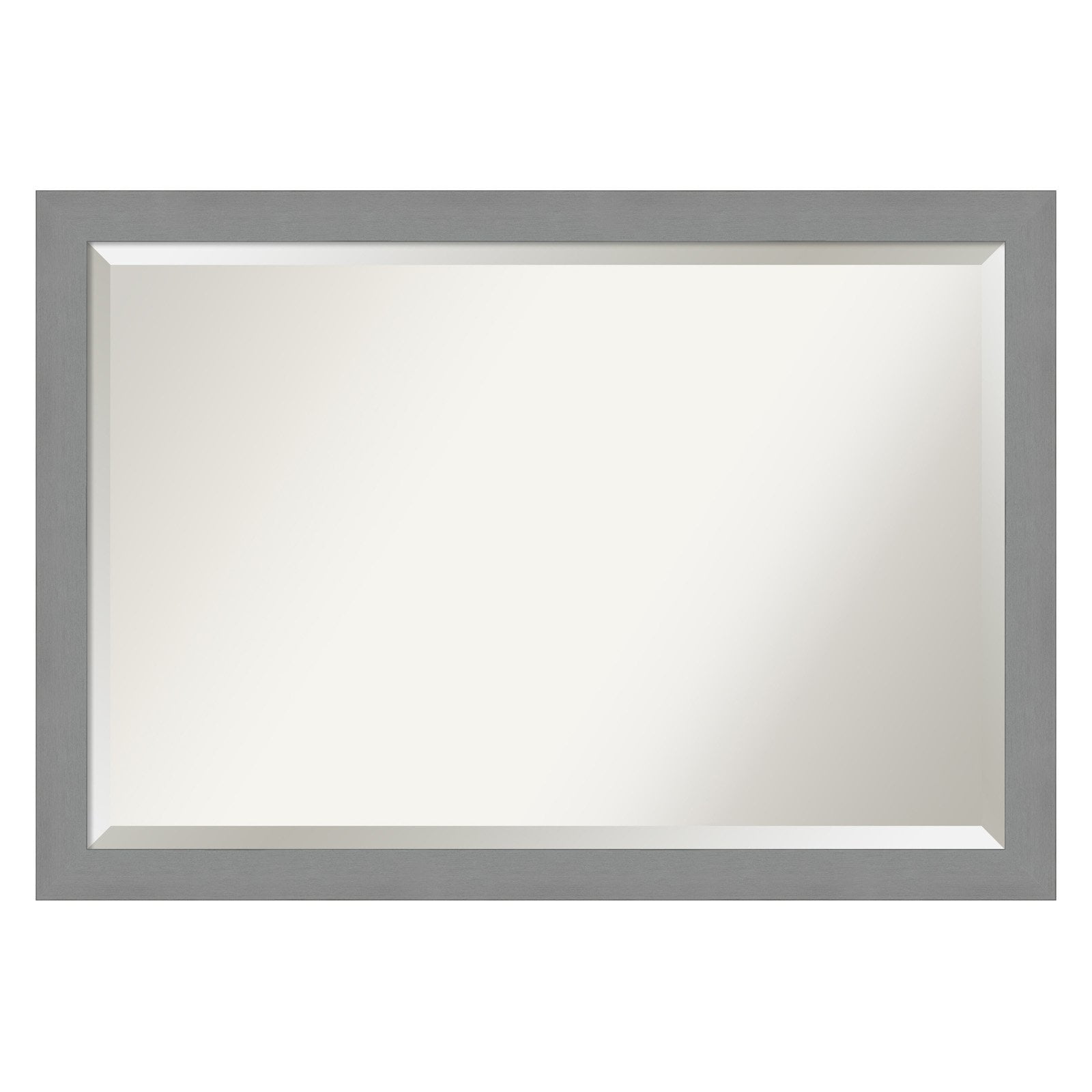 Contemporary Brushed Silver Rectangular Bathroom Vanity Mirror