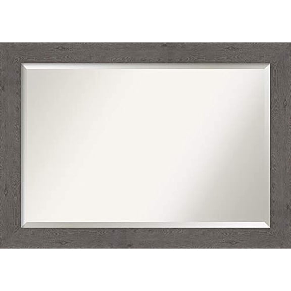 Amanti Art Framed Vanity Mirror Bathroom Mirrors for Wall Rustic Plank Grey Mirror Wall Mounted Mirror Large Mirror 29 38 x 41 38 in