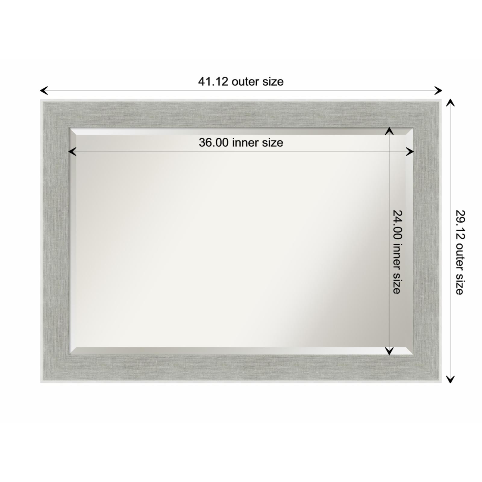 Glam Linen Grey Rectangular Wood Framed Wall Mirror