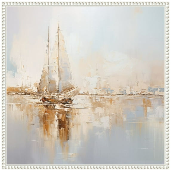 Amanti Art Gold Boats I Framed Canvas Wall Art Print