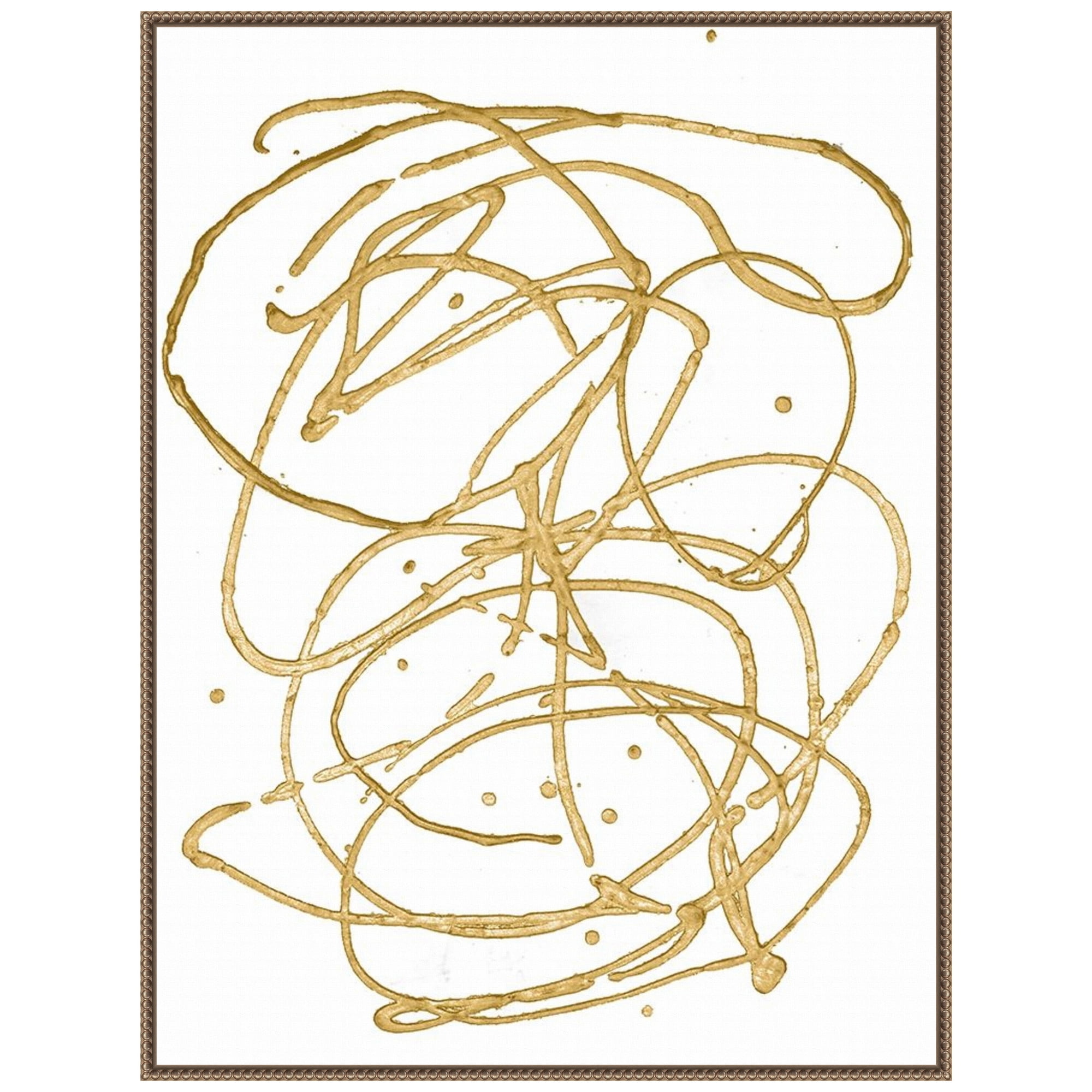 Gold Abstract Beaded Perimeter Framed Canvas Wall Art, 32 x 42