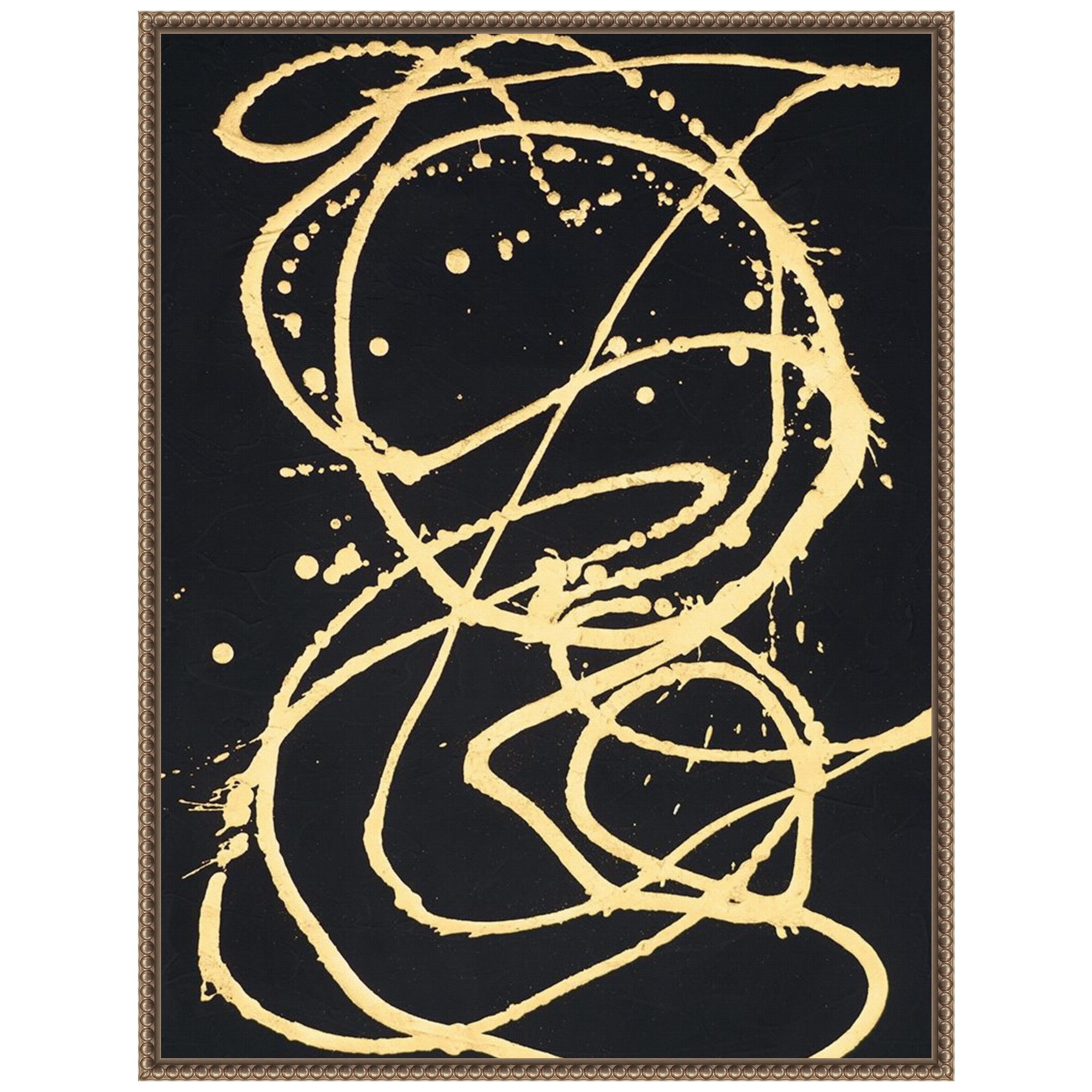 Large Gold and Black Abstract Canvas Framed Wall Art