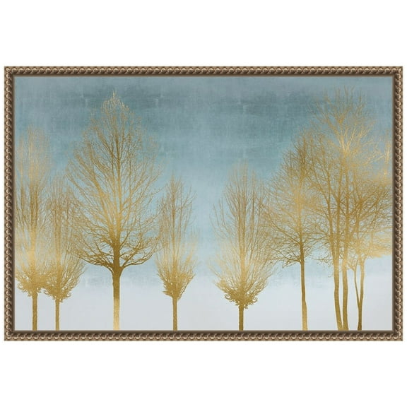 Amanti Art Gold Forest on Aqua Framed Canvas Wall Art Print