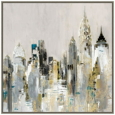 Amanti Art Golden Cityscape Framed Canvas Wall Art Print